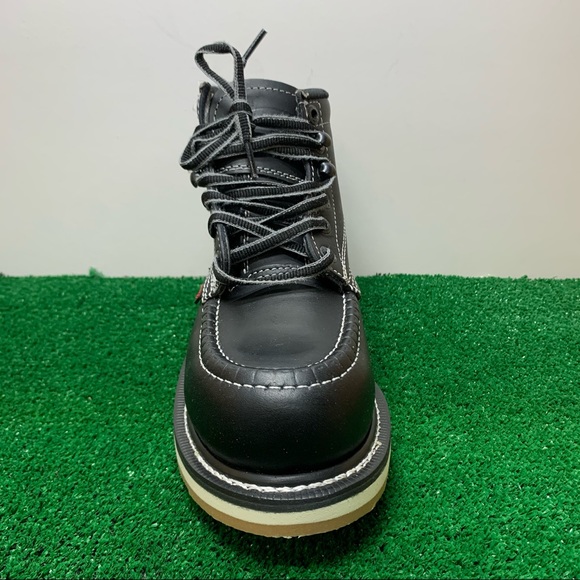 Mens Leather Work construction laces Black Boots Bota Trabajo oil water resistan main image 5